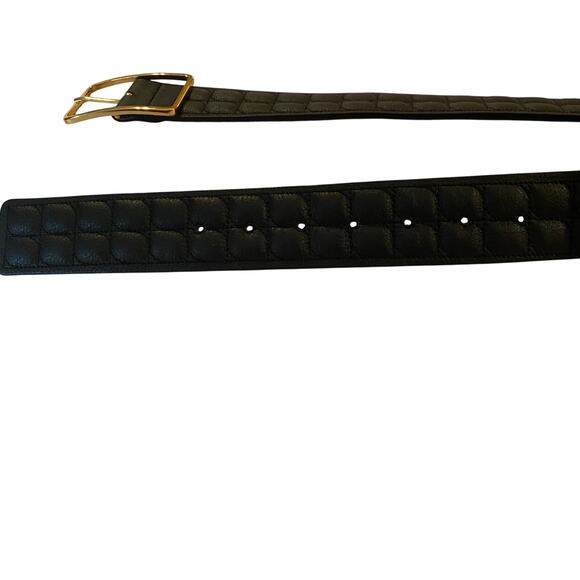 B-Low The Belt Quilted Black Leather Gold Buckle Belt Made in Italy Medium - Picture 5 of 5